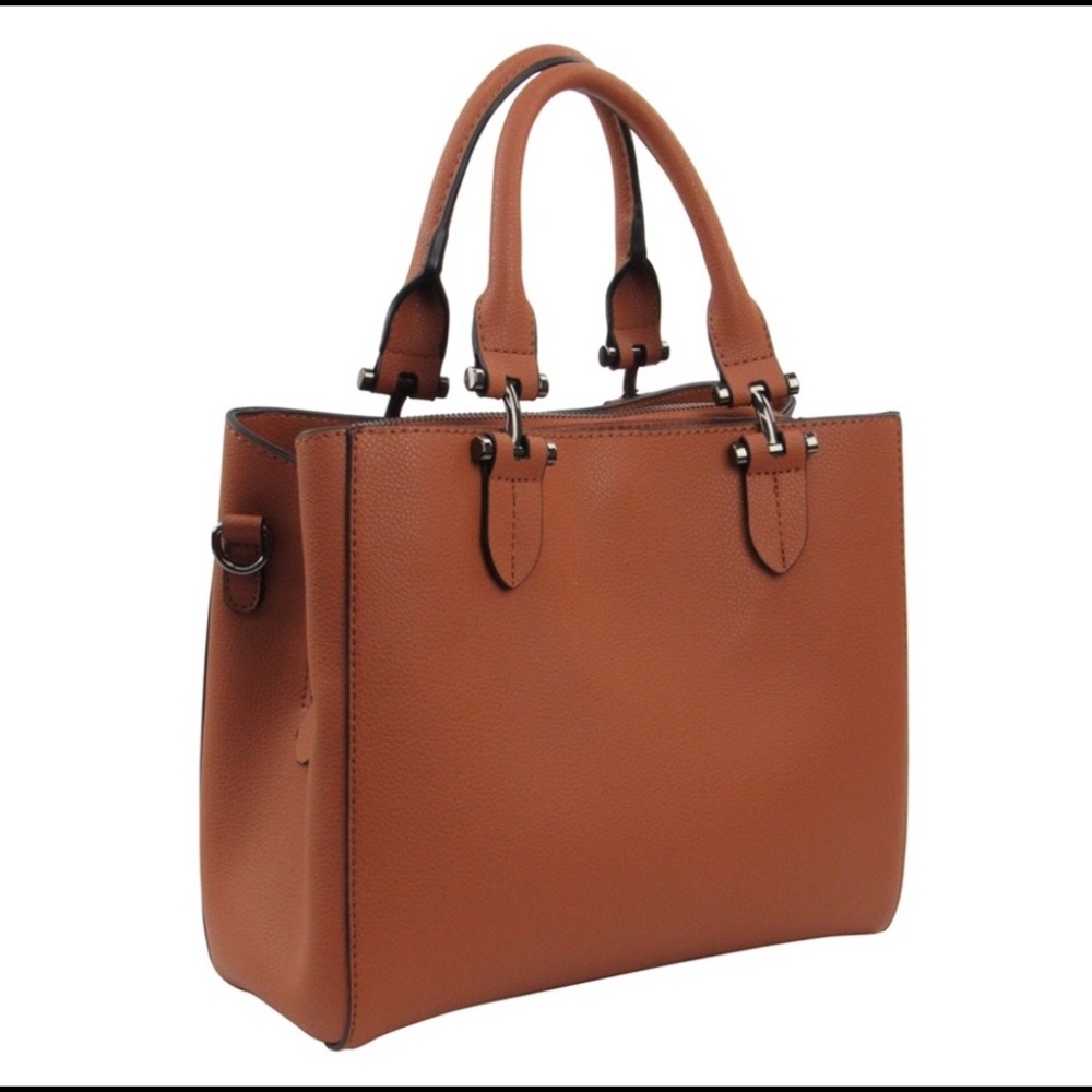 Leather Satchel with Mini Multicompartments
